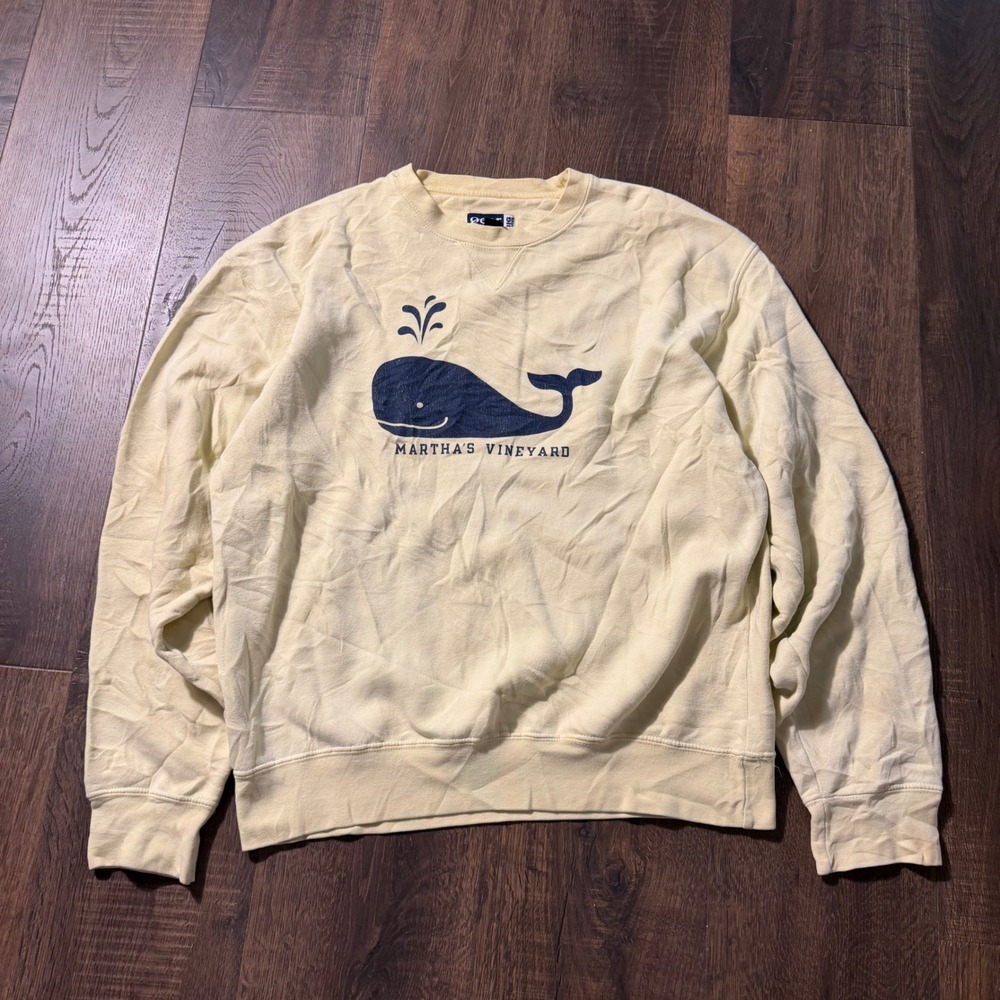 VTG Gear For Sports Martha's Vineyard Sweatshirt Mens Medium Yellow Whale Preppy